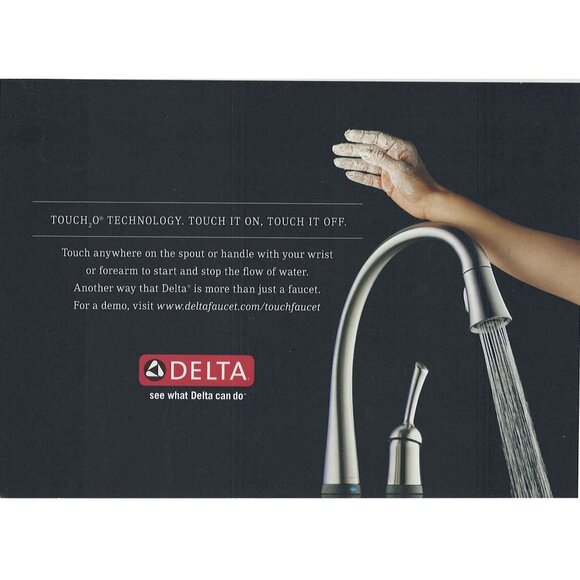 2010 Delta Faucet Partial Page Print Ad Original Wrist Turn Water On u - Picture 1 of 1